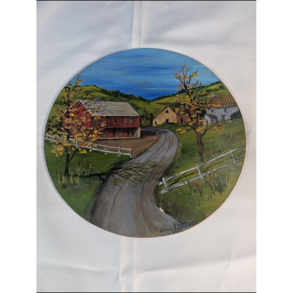 Original Vintage 1977 Alma E. Strause Folk Art Painting